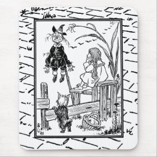 Vintage-Zauberer von Oz, Dorothy Toto trifft Vogel Mousepad