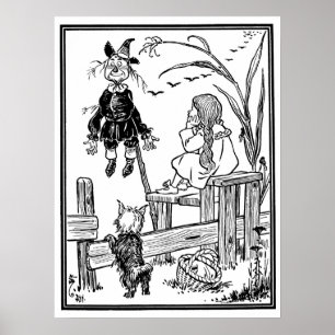 Vintage-Zauberer von Oz, Dorothy Toto trifft Vogel Poster