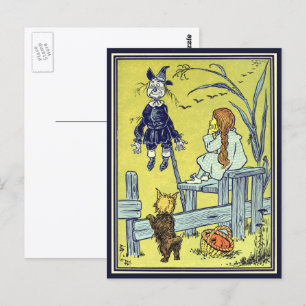 Vintage-Zauberer von Oz, Dorothy Toto trifft Vogel Postkarte