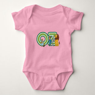 Vintage-Zauberer-von-Oz-Figuren und Textbuchstaben Baby Strampler
