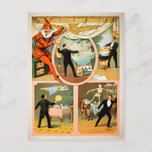 Vintage Zaubererplakat Postkarte