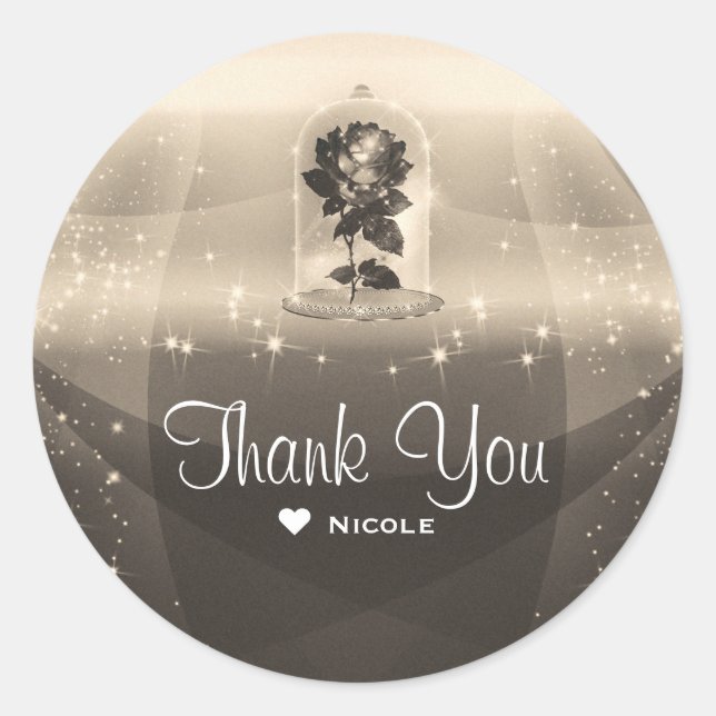 Vintage Zauberhafte Rote Rose-Hochzeitsfeier Runder Aufkleber (Vorderseite)