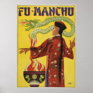 Vintage-Zauberplakat, Magier Fu-Manchu Poster