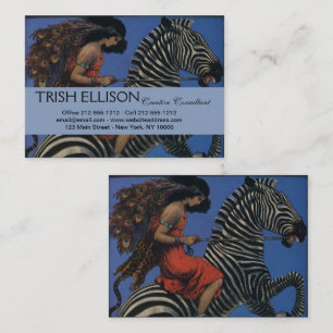 Vintage-Zebra-Art-Nouveau-Frau Visitenkarte
