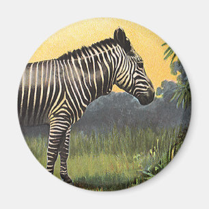 Vintage-Zebra in der afrikanischen Savanne, Wildti Magnet