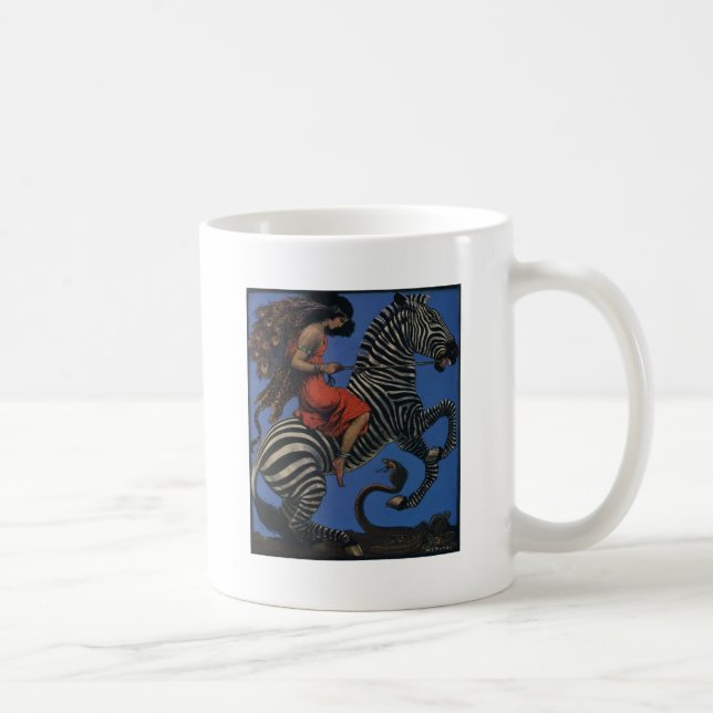 Vintage Zebra Jugendstilfrau Kaffeetasse (Rechts)