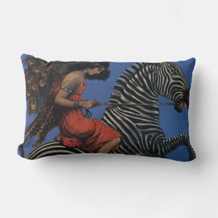 Vintage Zebra Jugendstilfrau Lendenkissen