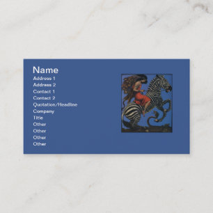 Vintage Zebra Jugendstilfrau Visitenkarte