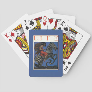 Vintage-Zebra mit Art Nouveau-Reiterin Spielkarten