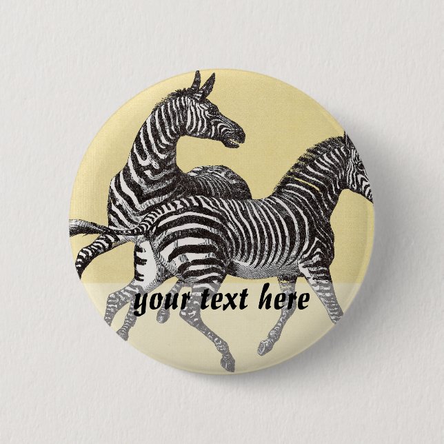 Vintage Zebras Knopf Button (Vorderseite)