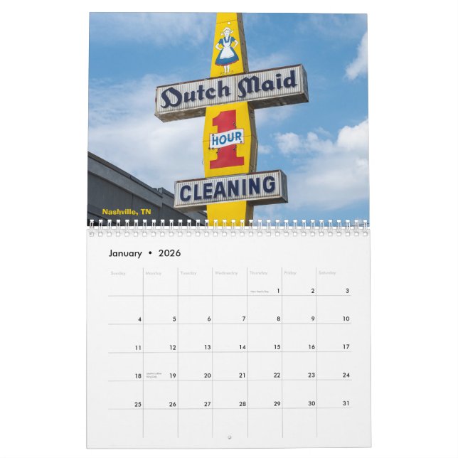 Vintage Zeichen aus ganz Amerika Kalender (Jan 2026)