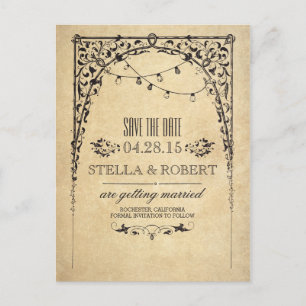 Vintage Zeichenketten Save the Date Ankündigungspostkarte