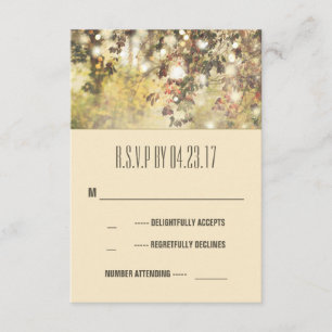 Vintage Zeichenkettenleuchten verzweigen Hochzeits RSVP Karte