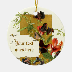 Vintage-Zeichnung rote lila Duftwicke Ornament