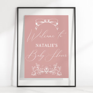 Vintage zeitloses florales rosa Babypartyschild Poster