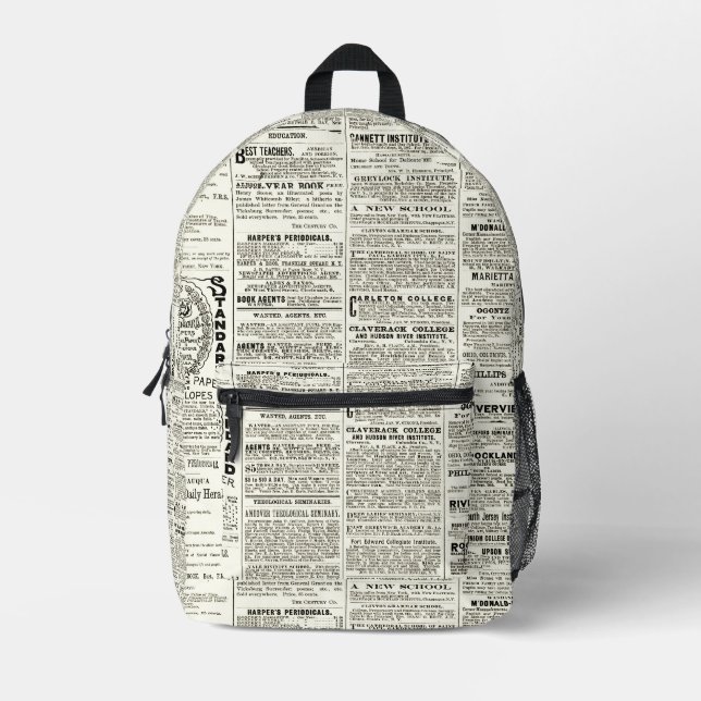 Vintage Zeitung Bedruckter Rucksack (Vorderseite)
