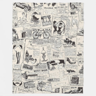 Vintage Zeitung Fleecedecke