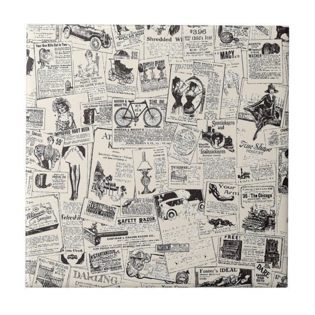 Vintage Zeitung Fliese (Vorderseite)