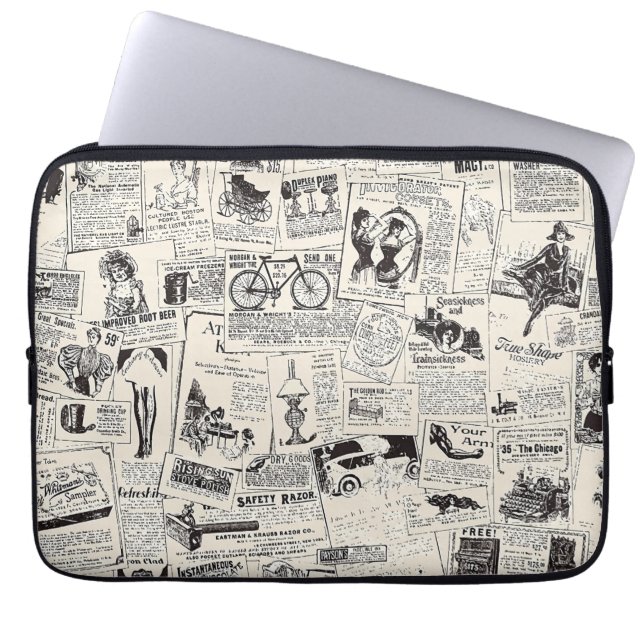 Vintage Zeitung Laptopschutzhülle (Vorderseite)