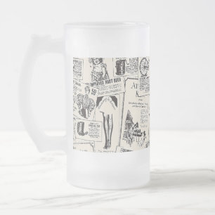 Vintage Zeitung Mattglas Bierglas