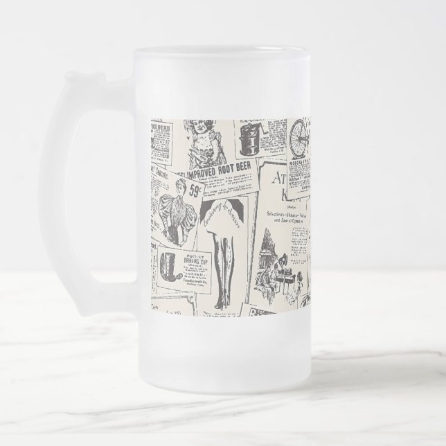 Vintage Zeitung Mattglas Bierglas (Links)