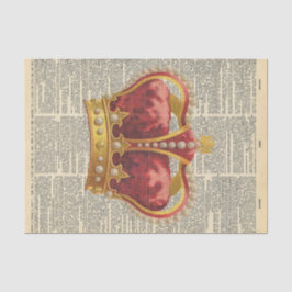 Vintage Zeitung mit Red Crown Decoupage Seidenpapier