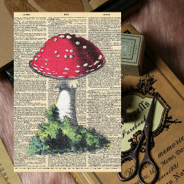 Vintage Zeitung mit Red Mushroom Decoupage Seidenpapier