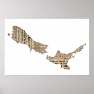 Vintage Zeitung Neuseeland überlagerte   Plakat