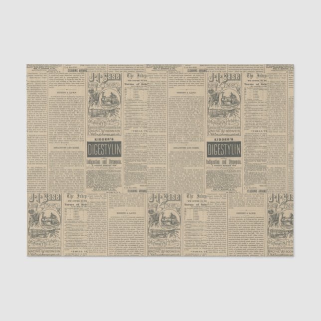 Vintage Zeitung Seidenpapier (Vorderseite)