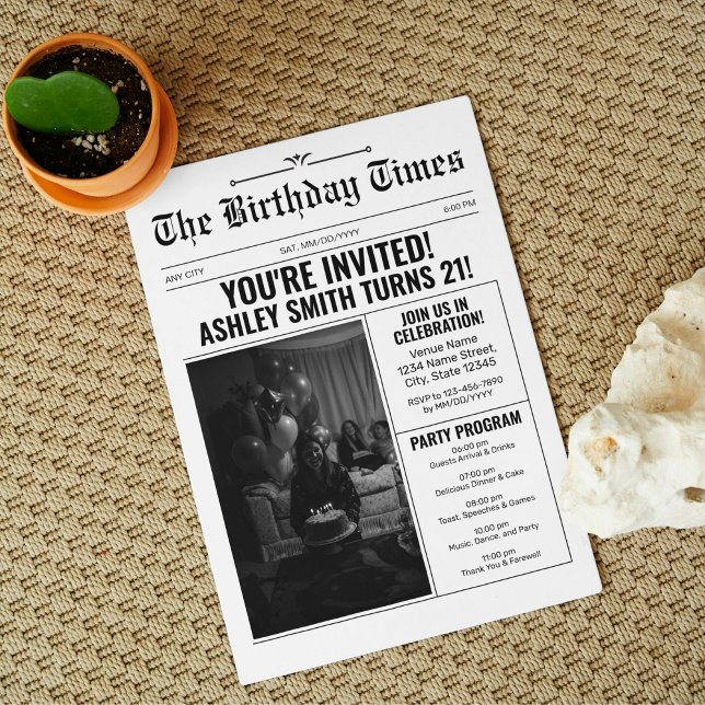 Vintage Zeitung Stil 21. Geburtstag Party Einladung (Von Creator hochgeladen)