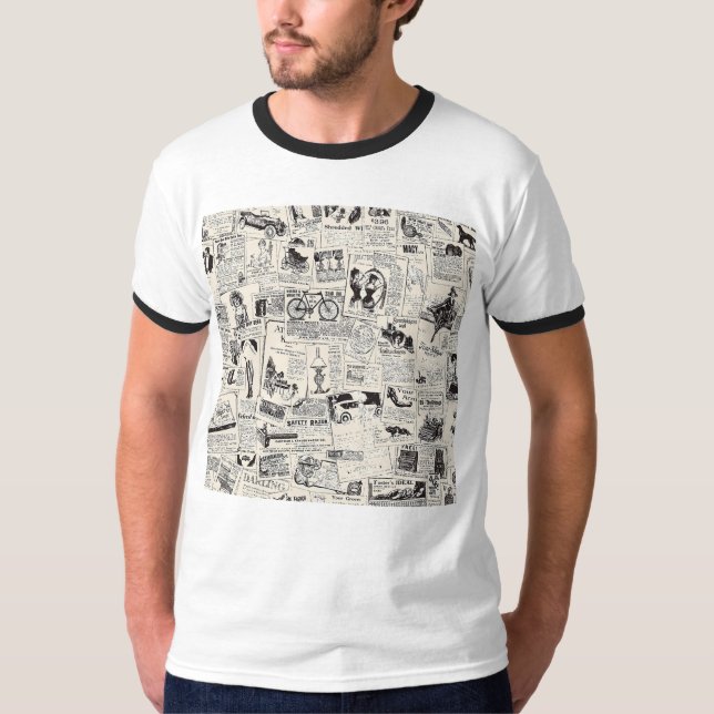 Vintage Zeitung T-Shirt (Vorderseite)