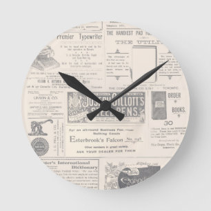 Vintage Zeitungs-Anzeige Runde Wanduhr