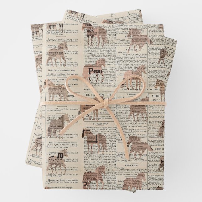 Vintage Zeitungsabteilung Geschenkpapier Set (Beispiel)
