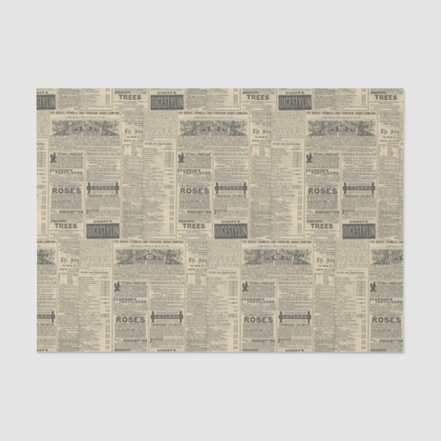 Vintage Zeitungsanzeigen Seidenpapier (Vorderseite)