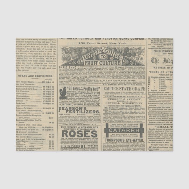 Vintage Zeitungsanzeigen Seidenpapier (Vorderseite)