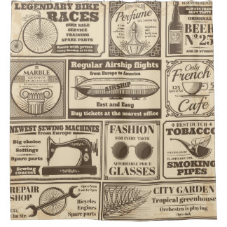 Vintage Zeitungsbanner und Werbeetiketten v Duschvorhang