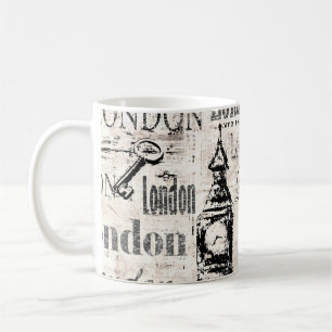 Vintage Zeitungszeitung London Grunge Collage  Kaffeetasse