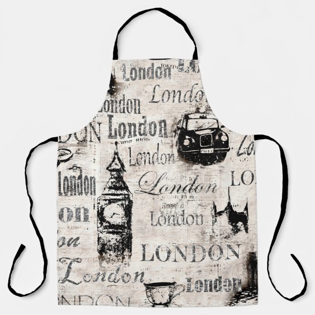 Vintage Zeitungszeitung London Grunge Collage  Schürze (Vorderseite)