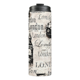 Vintage Zeitungszeitung London Grunge Collage Thermosbecher