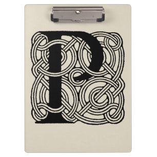 Vintage-Zellknoten-Monogramm Buchstabe P Druck Klemmbrett