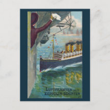 Vintage-Zeppelin und Ozeandampfer Dankeskarten