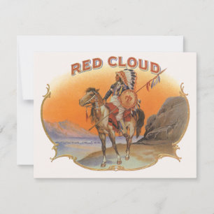Vintage Zigar Label Art, Red Cloud Indian on Horse