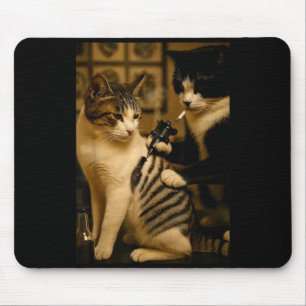 Vintage-Zigarettenkatze raucht Tattoo tätowierter Mousepad