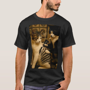 Vintage-Zigarettenkatze raucht Tattoo tätowierter T-Shirt