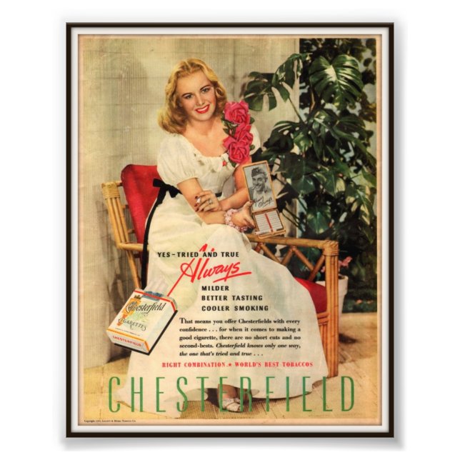 Vintage Zigarettenwerbung 1945 Fotodruck (Vorne)