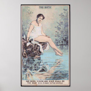 Vintage Zigarrenanzeige der Baderdame Poster