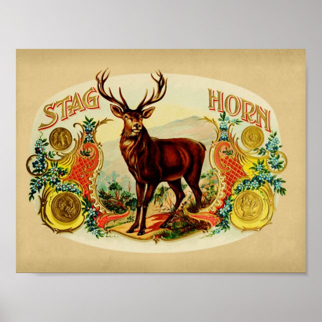 Vintage Zigarrenbox Stag Horn Poster (Vorne)