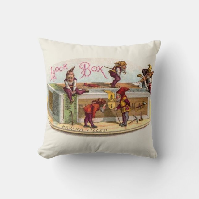 Vintage Zigarrenboxen Kissen (Vorderseite)