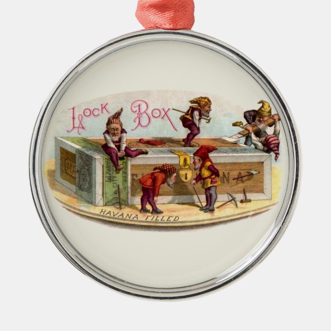 Vintage Zigarrenboxen Ornament Aus Metall (Vorne)