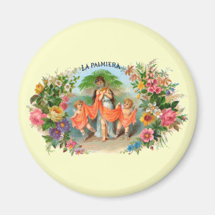 Vintage-Zigarrenetikett La Palmiera, Frau mit Enge Magnet